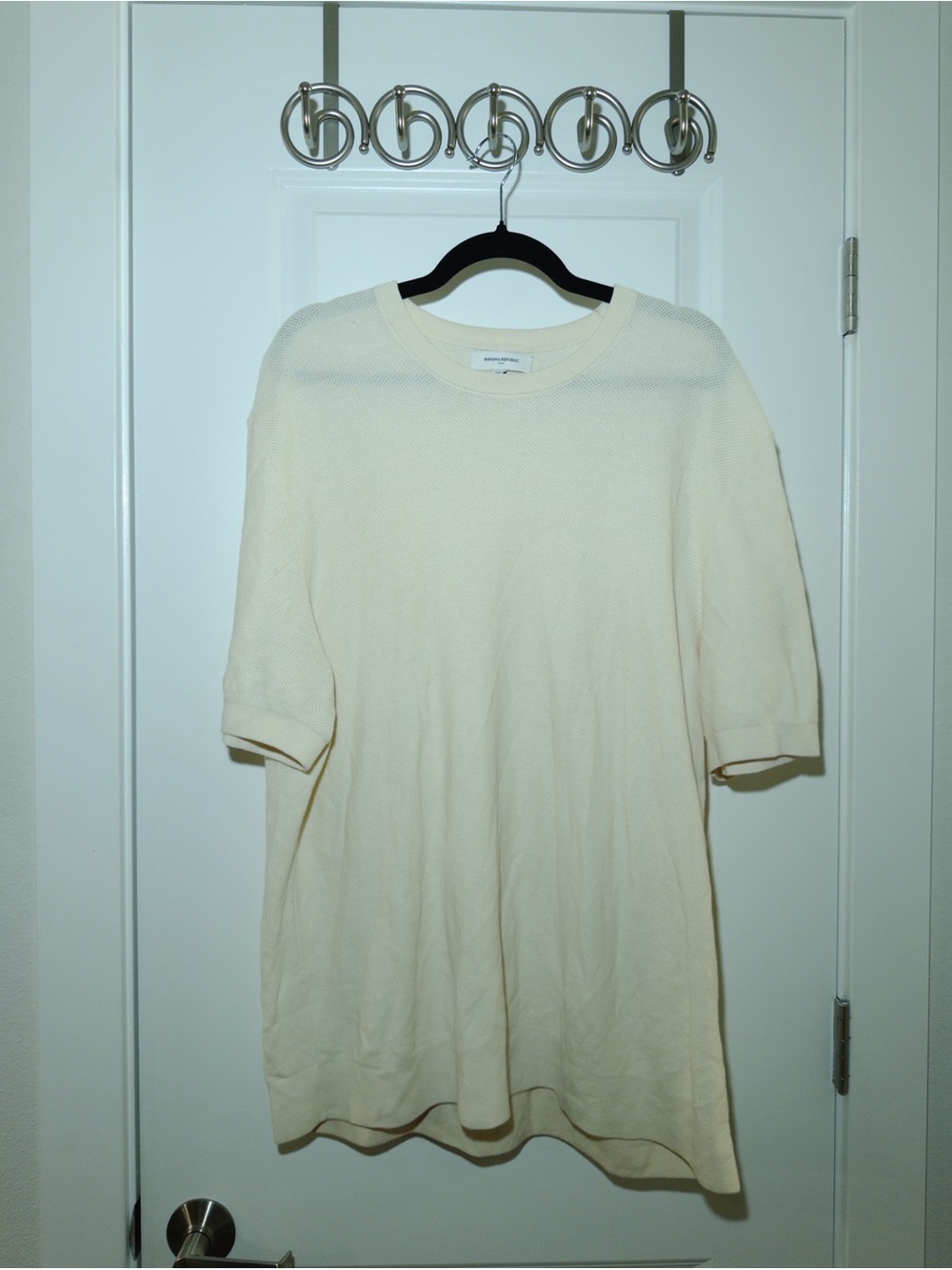 Banana Republic Cream Crewneck Short-Sleeve Sweater